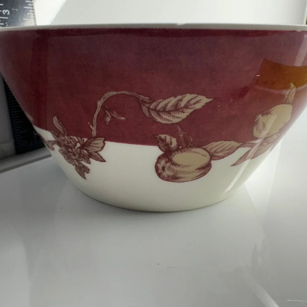 Vintage Waverly Red Floral Ceramic Bowl‎ Kitchenware Cereal Dish Garden Room